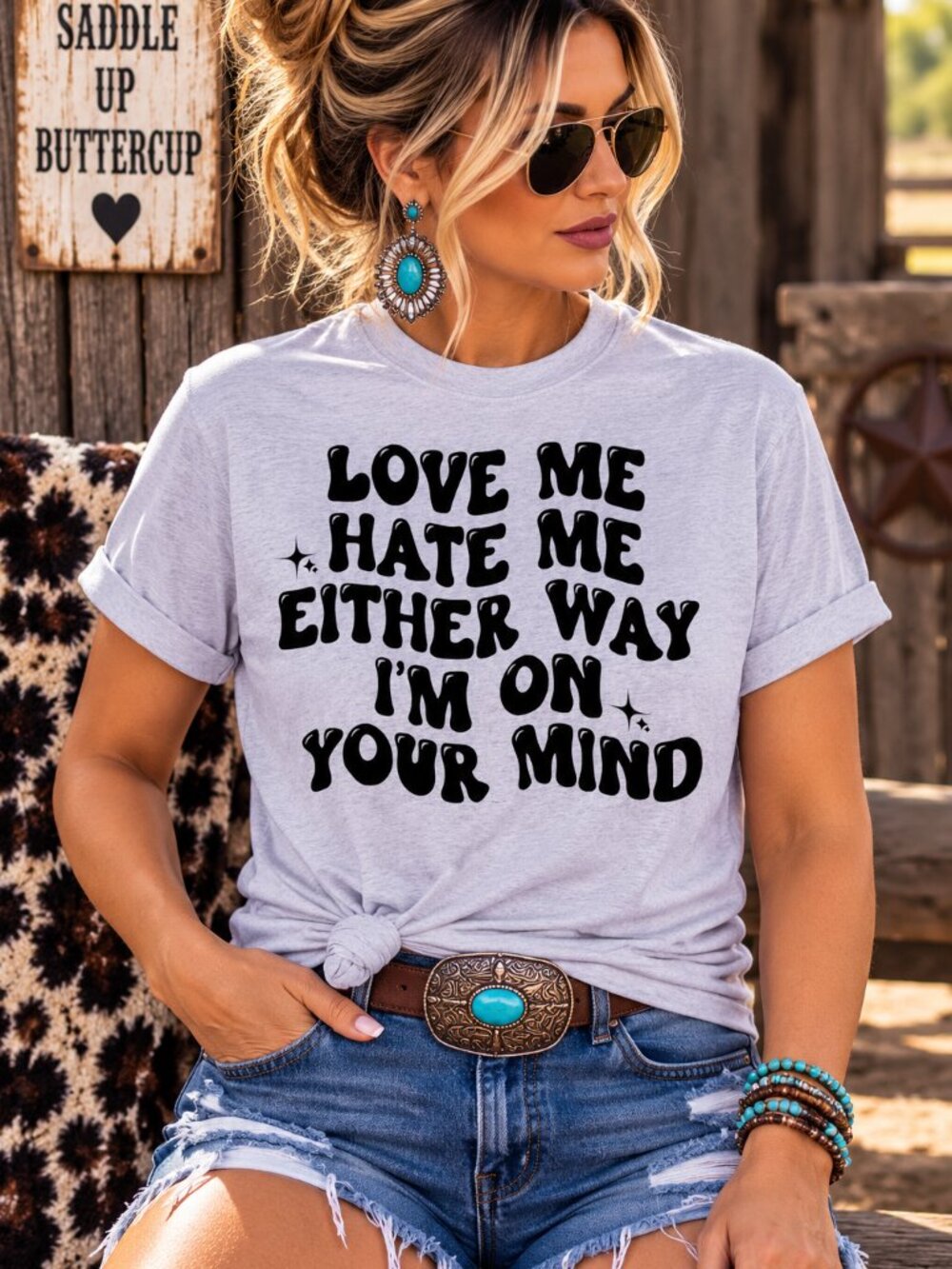 Love Me Or Hate Me Funny Graphic T Shirt Trendy Boutique Style Tee Women Gray